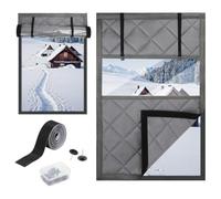 Rideau de fenêtre isolant thermique 66 x 96,5 cm | Housse d'isolation thermique coupe-vent épaisse à 3 couches avec fenêtre transparente et deux boucles de sangle pour rester