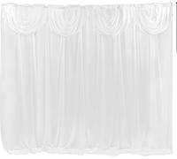 Rideau de fond pour mariage, soie glacée haut de gamme, motif en festons amovible, BLANC