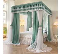 Rideau de lit confortable à quatre coins, moustiquaire portable en mesh pour lits doubles, conception facile à trois portes, drapé anti-poussière et filtre léger pour l'intimité et la décoration de la