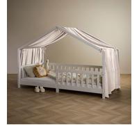 Rideau de lit LIAN en mousseline 100% coton 125 x 390 cm, Pour lits cabanes enfants, Tissu léger et doux, Écru