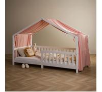 Rideau de lit LIAN en mousseline 100% coton 125 x 390 cm, Pour lits cabanes enfants, Tissu léger et doux, Rose