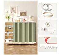 Rideau de meuble cuisine sans perçage avec rail coulissant W200xH180cm Vert