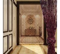 Rideau de Perles en Bambou Pour Maison Porte, Fait Main en Bois Naturel, Séparateur de Pièce, Protection Contre Les Insectes, Circulation de L'Air, Intimité Légère(Claret,80x210cm)