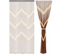 Rideau de perles en bois, 90 x 175 cm, rideau à fils en bois, rideau de perles rétro, rideau à mouches, séparateur de pièce, décoration de porte, mur, rideau de perles pour salon, balcon, salle de