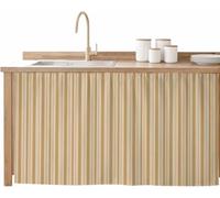 Rideau De Placard pour Cuisine Et Salle De Bain - Cache-évier à Rayures Fines, Rideau Occultant pour étagères, Motif à Rayures Verticales pour Buanderie Et Brown 32W x 55L (Pack of 1)
