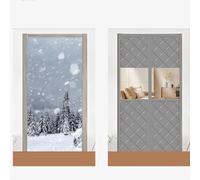 Rideau de porte à isolation magnétique avec fenêtre transparente, housse de porte thermique pour l'hiver, tissu Oxford et coton, empêche l'air froid d'entrer, convient à la taille