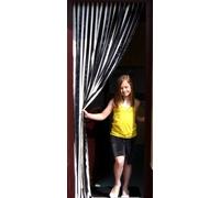Rideau de porte à lamelles avec paire de crochets autocollants pour portes uPVC Noir et blanc 80 cm de large x 200 cm de hauteur
