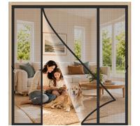 Rideau de Porte Antimoustique Double Noir 225x215cm Fermeture magnétique automatique pour un passage mains libres Maintient l’air frais à l’intérieur