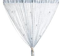 Rideau de Porte, Argent décorative Rideau à Cordes 100 x 200 cm Panneau Mural Fenêtre Porte Salle de Frange, ideau de Porte à Fils, moustiquaire, divise-pièce, Mariage de Noël Chambre (Perle-Gris)