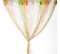 Rideau de Porte, Argent décorative Rideau à Cordes 100 x 200 cm Panneau Mural Fenêtre Porte Salle de Frange, ideau de Porte à Fils, moustiquaire, divise-pièce, Mariage (Vert Orange Champagne Beige)
