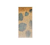 MOREL Rideau de Porte Bâtonnets de Bambou Peints, Dessin Feuilles Monstera et Palmier - 90 x 200 cm