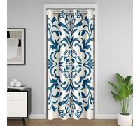 Rideau de Porte Bohème 150x203 Bohème Fleurs Rideau Occultant Fleurs Ethniques Exotiques Imprimé Rideau de Porte Maison de Ferme Vintage Décor Rideau de Porte Chambre Salon Tapisserie,Bleu Vert