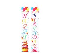 Rideau de Porte de Fête D’anniversaire, Bannière Décorative Blanche | Polyester, pour Fenêtres et Extérieur, Style Unique de Bienvenue