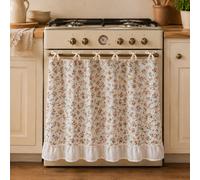 Rideau de porte de four floral avec bordure à volants, housse de poignée de cuisinière à nouer style ferme, rideau décoratif anti-poussière pour four de cuisine pour la décoration de la maison, 30 X 2