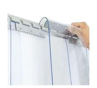 Rideau de porte en plastique transparent, kit de rideau de porte en PVC, rideau à lanières en PVC transparent pour séparation de garage et de pièce pour animaux, (transparent, 210 cm de larg
