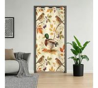 Rideau de Porte Imprimé Oiseau Colvert 106x203cm, Occultant | Effet Isolant Thermique, Feuilles D'automne Rideaux de Placard pour Chambre Principale, 1 Pièce