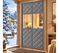 Rideau de Porte Isolant Thermique avec Fermeture Magnétique et Fenêtre PVC | Aide À Limiter les Courants D’air Froid et À Conserver la Chaleur Dans L’entrée en Hiver(Gray,145x230cm)