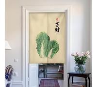 Rideau de Porte Japonais Noren en Coton et Lin avec Motif Chou Chinois - Style Asiatique Tapisserie pour Fenêtre et Décoration de la Maison 65 x 90 cm