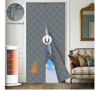 Rideau de Porte Magnétique Isolant 90x210cm Gris, Épais Anti-Froid, Fermeture Automatique,Imperméable,Sans Perçage, Idéal Animaux
