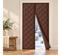 Rideau de Porte Magnétique, Isolant Thermique Oxford Anti-Froid Hiver | Rideau Thermique D'entrée, Trois Couches Matelassées et Attaches Latérales, Fermeture Aimantée(Brown,150cmx210cm)