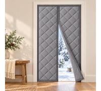 Rideau de Porte Magnétique, Isolant Thermique Oxford Anti-Froid Hiver | Rideau Thermique D'entrée, Trois Couches Matelassées et Attaches Latérales, Fermeture Aimantée(Gray,85cmx210cm)