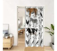 Rideau de Porte Occultant Effet Isolant Thermique Anti-Froid, Motif 3D Animaux de Ferme Tigre, Zèbre et Vache 150x203cm avec Oeillets, Séparation de Pièce pour Porte D'entrée et Balcon 1 pièce D2580