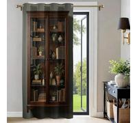 Rideau de Porte Occultant Effet Isolant Thermique Anti-Froid, Motif 3D Bibliothèque Vintage Thème Bureau D'étude 80x180cm avec Oeillets, pour Chambre Enfant et Porte Intérieure 1 pièce D2950