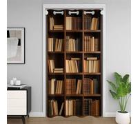 Rideau de Porte Occultant Effet Isolant Thermique Anti-Froid, Motif 3D étagère Vintage Bibliothèque et Bureau 140x180cm avec Oeillets, Séparation de Pièce pour Salon et Fenêtre 1 pièce D2764