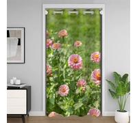 Rideau de Porte Occultant Effet Isolant Thermique Anti-Froid, Motif 3D Fleurs Jardin D'été 150x203cm avec Oeillets, Séparation de Pièce pour Porte D'entrée et Balcon 1 pièce D2932