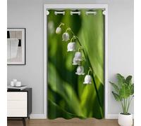 Rideau de Porte Occultant Effet Isolant Thermique Anti-Froid, Motif 3D Muguet Frais Fleurs Printanières 80x180cm avec Oeillets, pour Chambre Enfant et Porte Intérieure 1 pièce D2818