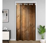 Rideau de Porte Occultant Effet Isolant Thermique Anti-Froid, Motif 3D Planche de Bois Vieillie Campagne Vintage 106x203cm avec Oeillets, pour Chambre Principale 1 pièce D2656