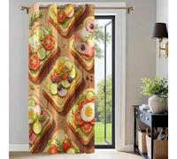 Rideau de Porte Occultant Effet Isolant Thermique Anti-Froid, Motif 3D Sandwich Aquarelle Thème Culinaire 140x260cm avec Oeillets, Séparation de Pièce pour Plafond Haut 1 pièce D2562