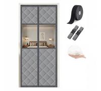 Rideau de Porte, Rideau Thermique Magnétique avec Fenêtre Transparente | Tissu Oxford Matelassé, Fenêtres en PVC et Garnissage Isolant pour Une Entrée Claire et Confortable(Gray,250x210cm)