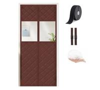 Rideau de Porte, Rideau Thermique Magnétique avec Fenêtre Transparente | Tissu Oxford Matelassé, Fenêtres en PVC et Garnissage Isolant pour Une Entrée Claire et Confortable(Brown,220x230cm)