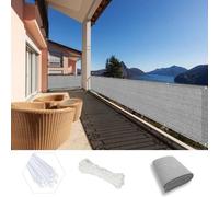 Rideau de protection pour balcon - Matériau HDPE respirant - 80 x 300 cm - Gris - Brise-vue