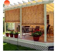Rideau De Roseau Carbonisation Tissés À La Main Rideau De Paille Pare-Soleil De Balcon Volets Roulants en Bambou Respirant avec Levage pour Extérieur Intérieur(135x220cm)
