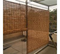Rideau de Roseau Carbonisation Tissés À La Main,Rideau de Paille Pare-Soleil de Balcon,Volets Roulants en Bambou,Respirant,avec Levage,pour Extérieur/Intérieur,Personnalisable (110x230cm/43x91in)