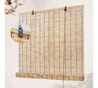Rideau de Roseau Respirant,Rideau de Paille Naturel,Store en Bambou Anti-UV,Store Venitien de Protection Solaire,Store Enrouleur Occultant Intimité Imperméables,pour Porche (W100xH200cm/W39"xH79")
