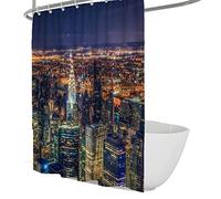 Rideau de Salle de Bain avec Crochets New York City View Peintures Rideau de Douche européen Tissu Polyester Rideau de Salle de Bain Rideaux de Douche 150x200cm