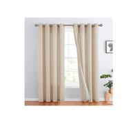Rideau de salon - TOPICK - 130x245 cm - Beige rayures - Œillets - Voile haute qualité