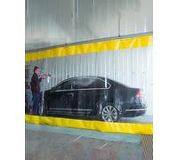 Rideau de séparation pour garage, Rideau diviseur de garage d'atelier, vinyle industriel avec piste, coulissant transparent, tailles multiples(W2xH3.2m/6.4x10.5ft)