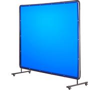 Rideau de soudure VEVOR, 1740x2340 mm écran de soudure, écran de soudure en vinyle ignifugé avec roues pivotantes blocables et protection UV à 6 niveaux pour utilisation en atelier/industrie, bleu