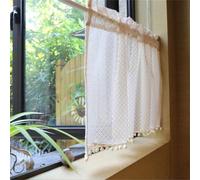 Rideau de style champêtre romantique en lin crocheté, rideau de bistrot, 130 x 60 cm.