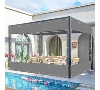 Rideau d'extérieur avec Fermeture éclair PVC bâche Transparente bache avec œillets Rideau de séparation pour extérieur Garage véranda pergola Pavillon,Nozip,3.6×2.5m(11.8x8.2ft)