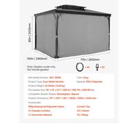 VEVOR Rideau d'intimité pour tonnelle imperméable extérieur, 283x340x203,5 cm, rideau de rechange universel à 4 panneaux, avec fermeture éclair, pour auvent de patio, cour (rideaux uniquement), gris