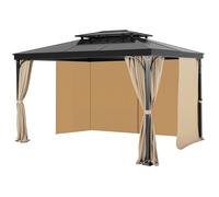 Rideau d'intimité pour Tonnelle Imperméable Extérieur-VEVOR-Rideaux pour Pergola-284 x 284 x 204 cm-4 Panneaux-Kaki