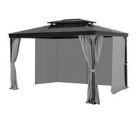 Rideau d'intimité pour Tonnelle Imperméable Extérieur-VEVOR-Rideaux pour Pergola-284 x 284 x 204 cm-4 Panneaux-Gris
