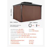 Rideau d'intimité pour Tonnelle Imperméable Extérieur-VEVOR-Rideaux pour Pergola-344x344x213 cm-Café