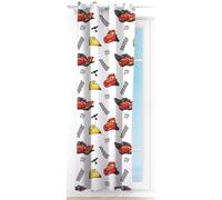 Rideau Disney Cars, 140 x 280 cm, semi-transparent, pour enfants, avec anneaux, design officiel avec Lightning McQueen, Cruz Ramirez et Jackson Storm, 100 % polyester