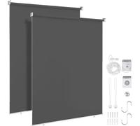Rideau d'obscurité gris foncé, 180x240 cm - Imperméable et protection UV 80% - Lot de 2